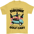 Drunk & Drive the Golf Cart Funny Golfer Mens T-Shirt Cotton Gildan Yellow