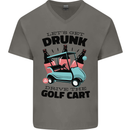 Drunk & Drive the Golf Cart Funny Golfer Mens V-Neck Cotton T-Shirt Charcoal
