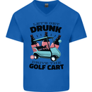 Drunk & Drive the Golf Cart Funny Golfer Mens V-Neck Cotton T-Shirt Royal Blue