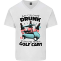 Drunk & Drive the Golf Cart Funny Golfer Mens V-Neck Cotton T-Shirt White