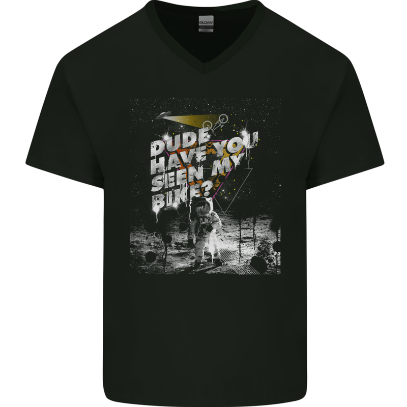 Dude Have You Seen My Bike? Funny Cycling Mens V-Neck Cotton T-Shirt Black