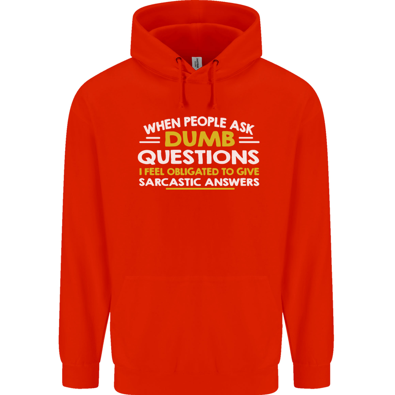 Dumb Question Sarcastic Answer Funny Slogan Childrens Kids Hoodie Bright Red