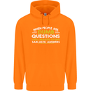Dumb Question Sarcastic Answer Funny Slogan Childrens Kids Hoodie Orange