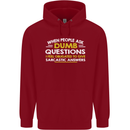 Dumb Question Sarcastic Answer Funny Slogan Childrens Kids Hoodie Red