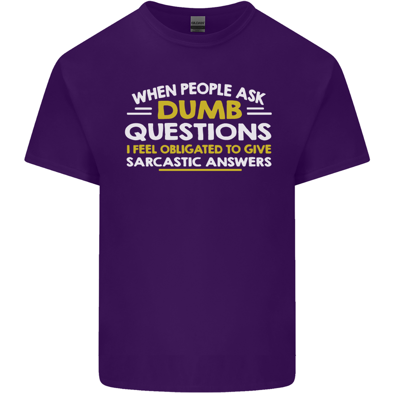 Dumb Question Sarcastic Answer Funny Slogan Mens Cotton T-Shirt Tee Top Purple
