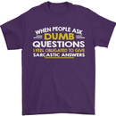 Dumb Question Sarcastic Answer Funny Slogan Mens T-Shirt Cotton Gildan Purple