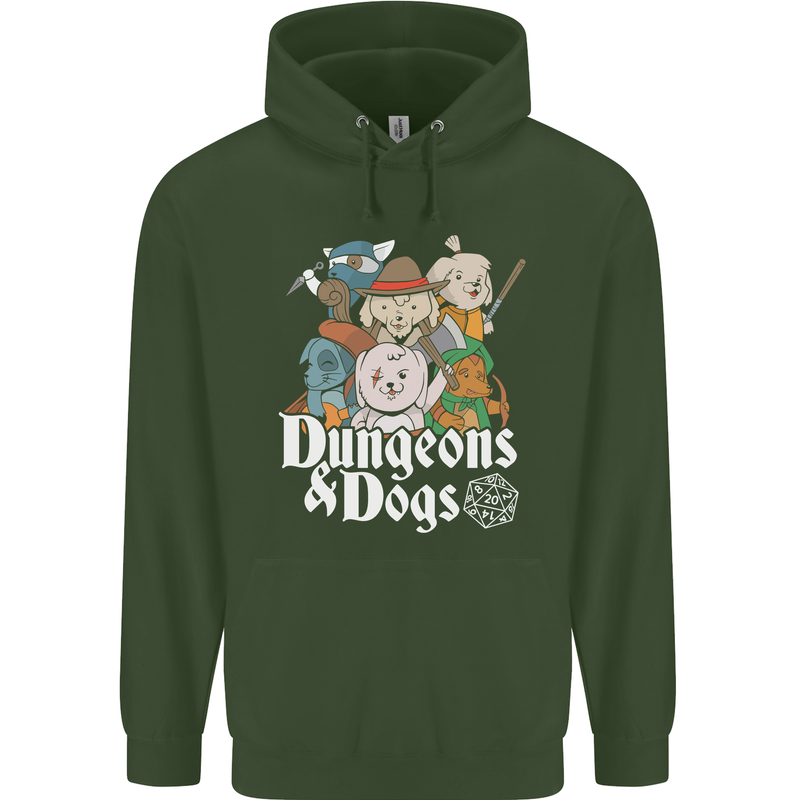 Dungeons & Dogs Role Playing Games RPG Mens 80% Cotton Hoodie Forest Green