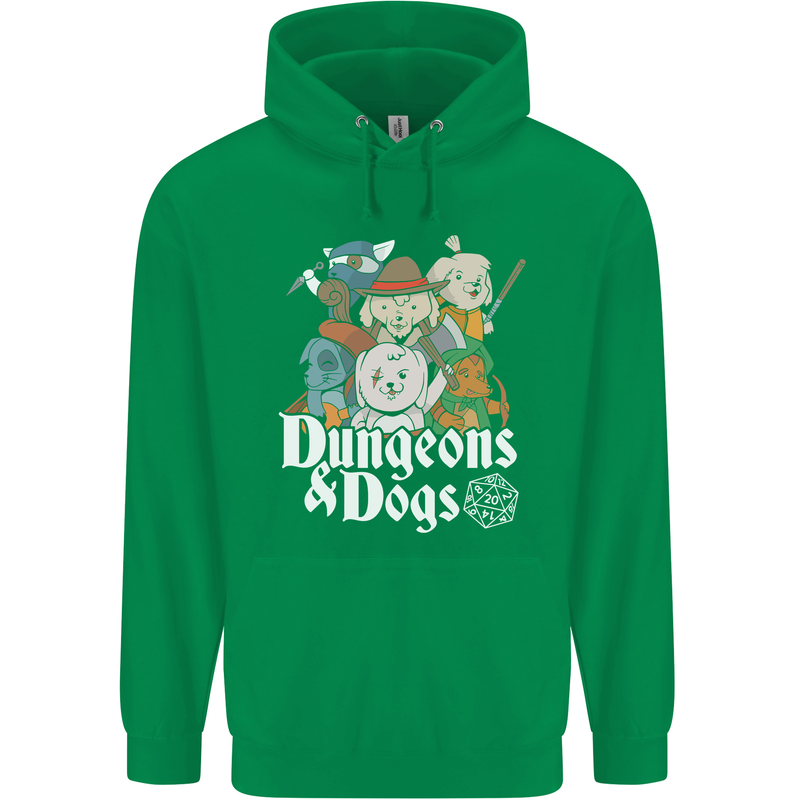 Dungeons & Dogs Role Playing Games RPG Mens 80% Cotton Hoodie Irish Green