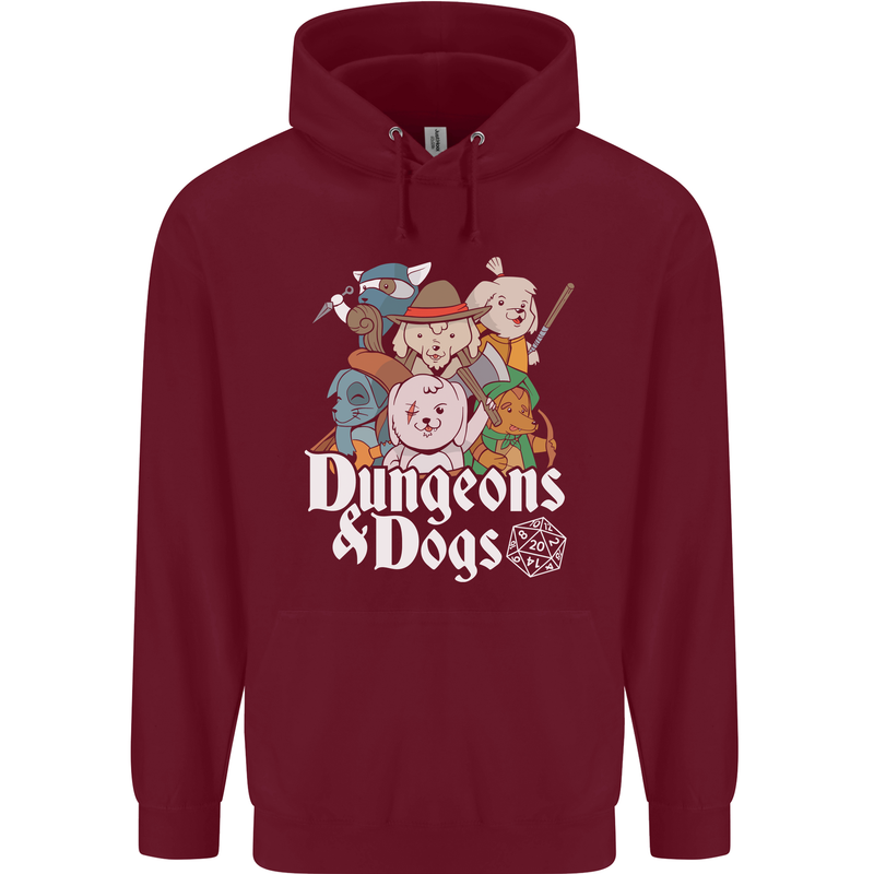 Dungeons & Dogs Role Playing Games RPG Mens 80% Cotton Hoodie Maroon