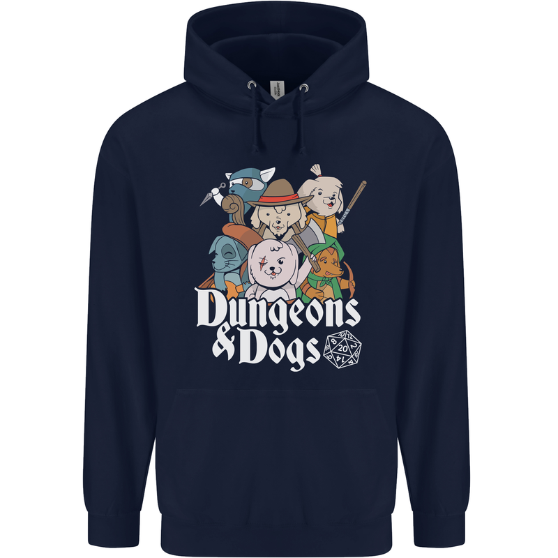 Dungeons & Dogs Role Playing Games RPG Mens 80% Cotton Hoodie Navy Blue