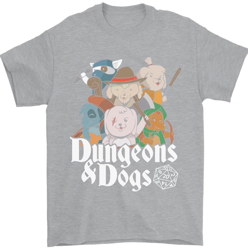 Dungeons & Dogs Role Playing Games RPG Mens T-Shirt Cotton Gildan Sports Grey