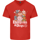 Dungeons & Dogs Role Playing Games RPG Mens V-Neck Cotton T-Shirt Red