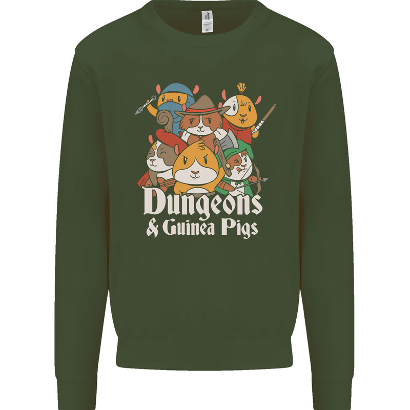 Dungeons and Guinea Pig Role Playing Game Kids Sweatshirt Jumper Forest Green
