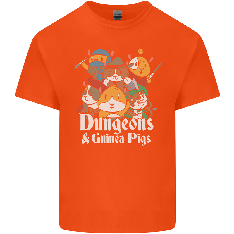 Dungeons and Guinea Pig Role Playing Game Mens Cotton T-Shirt Tee Top Orange