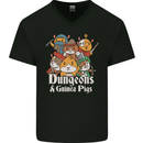 Dungeons and Guinea Pig Role Playing Game Mens V-Neck Cotton T-Shirt Black
