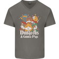 Dungeons and Guinea Pig Role Playing Game Mens V-Neck Cotton T-Shirt Charcoal