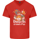 Dungeons and Guinea Pig Role Playing Game Mens V-Neck Cotton T-Shirt Red