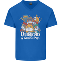 Dungeons and Guinea Pig Role Playing Game Mens V-Neck Cotton T-Shirt Royal Blue