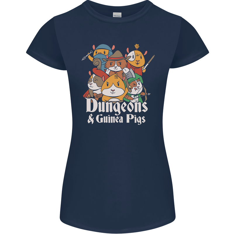 Dungeons and Guinea Pig Role Playing Game Womens Petite Cut T-Shirt Navy Blue