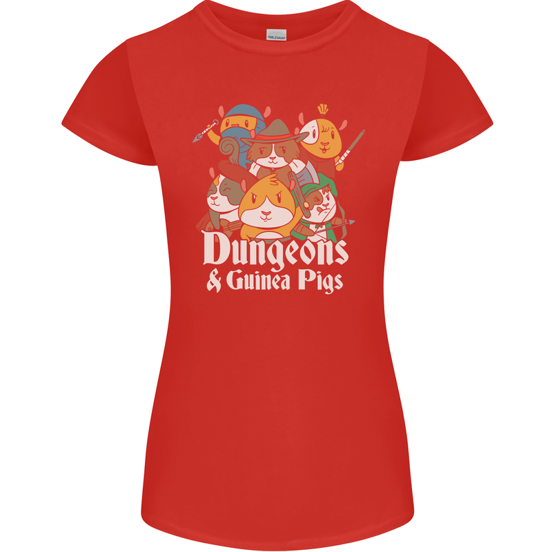 Dungeons and Guinea Pig Role Playing Game Womens Petite Cut T-Shirt Red
