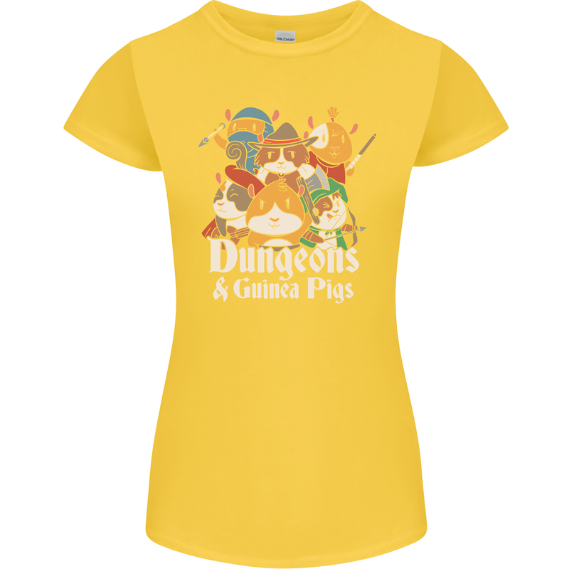 Dungeons and Guinea Pig Role Playing Game Womens Petite Cut T-Shirt Yellow