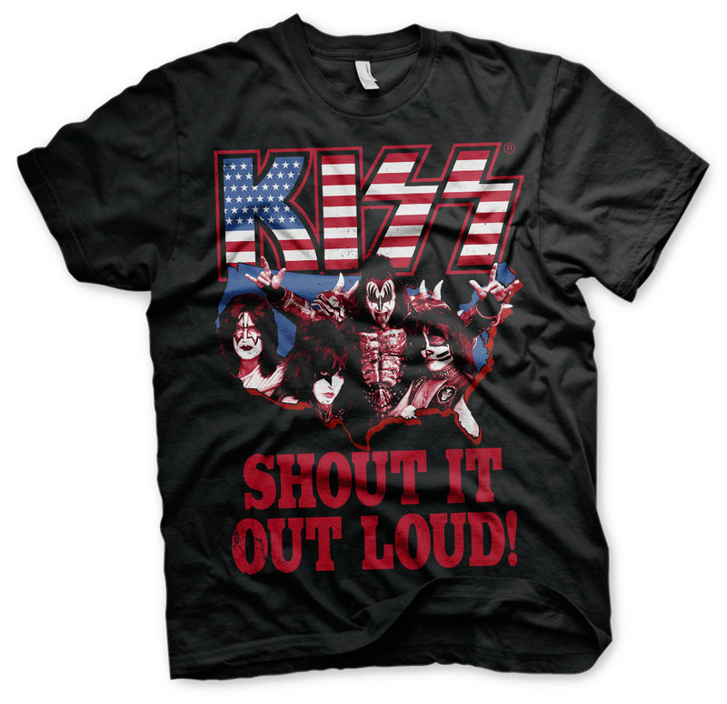 KISS shout it out loud mens black music t-shirt rock band tee 
