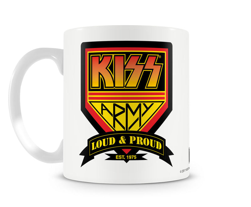 KISS army metal rock band white coffee mug cup