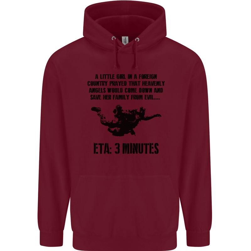 ETA 3 Mins Parachute Regiment Para 1 2 3 4 Childrens Kids Hoodie Maroon