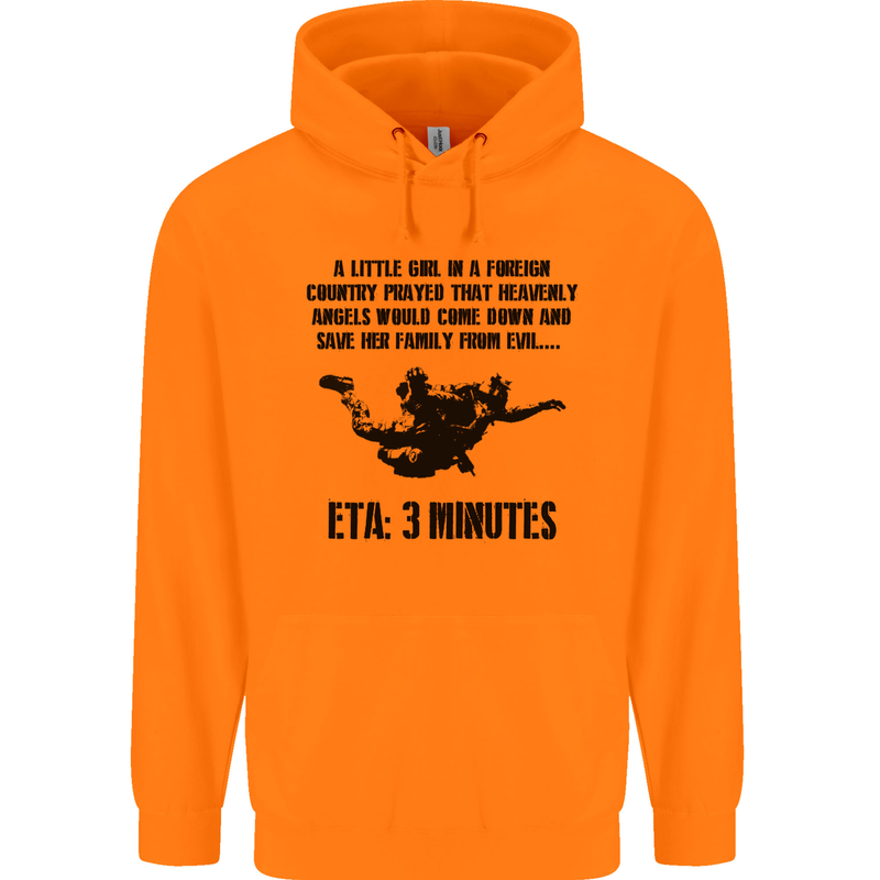 ETA 3 Mins Parachute Regiment Para 1 2 3 4 Childrens Kids Hoodie Orange