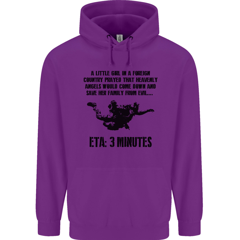 ETA 3 Mins Parachute Regiment Para 1 2 3 4 Childrens Kids Hoodie Purple