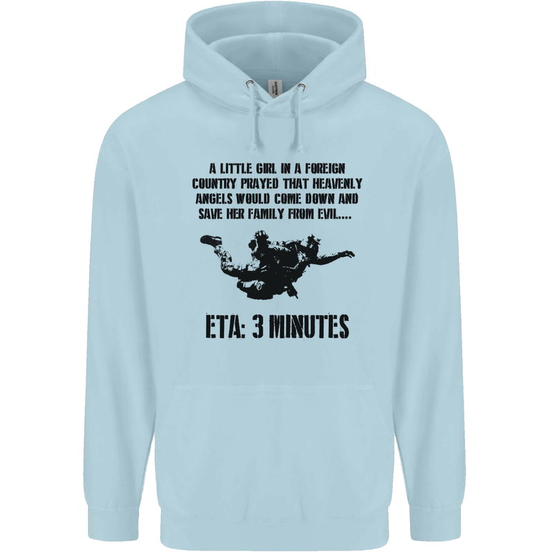 ETA 3 Mins Parachute Regiment Para 1 2 3 4 Mens 80% Cotton Hoodie Light Blue