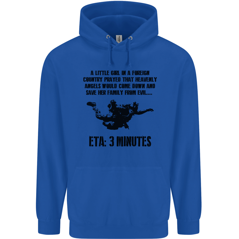 ETA 3 Mins Parachute Regiment Para 1 2 3 4 Mens 80% Cotton Hoodie Royal Blue