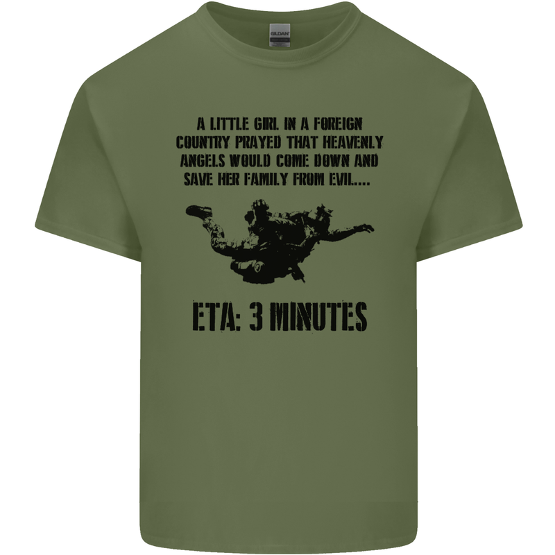ETA 3 Mins Parachute Regiment Para 1 2 3 4 Mens Cotton T-Shirt Tee Top Military Green