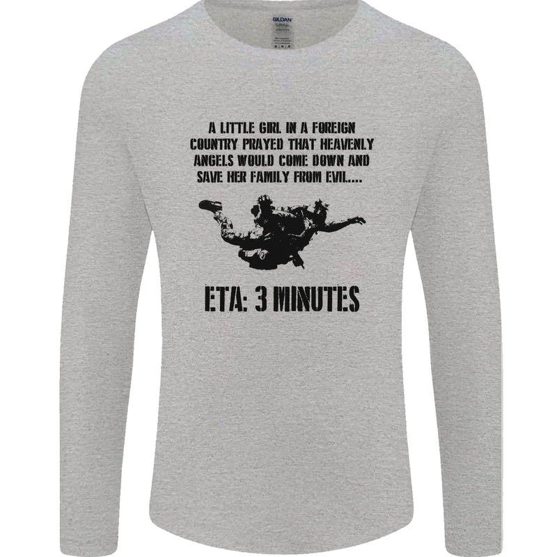 ETA 3 Mins Parachute Regiment Para 1 2 3 4 Mens Long Sleeve T-Shirt Sports Grey