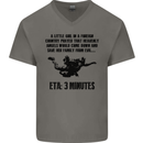 ETA 3 Mins Parachute Regiment Para 1 2 3 4 Mens V-Neck Cotton T-Shirt Charcoal