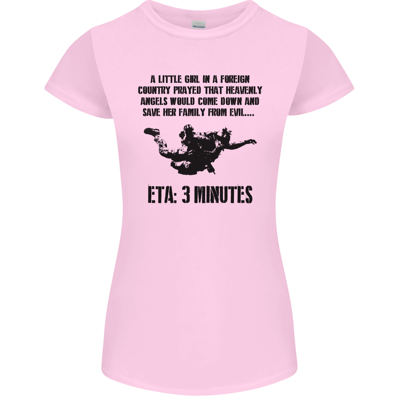 ETA 3 Mins Parachute Regiment Para 1 2 3 4 Womens Petite Cut T-Shirt Light Pink