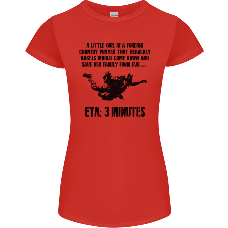 ETA 3 Mins Parachute Regiment Para 1 2 3 4 Womens Petite Cut T-Shirt Red