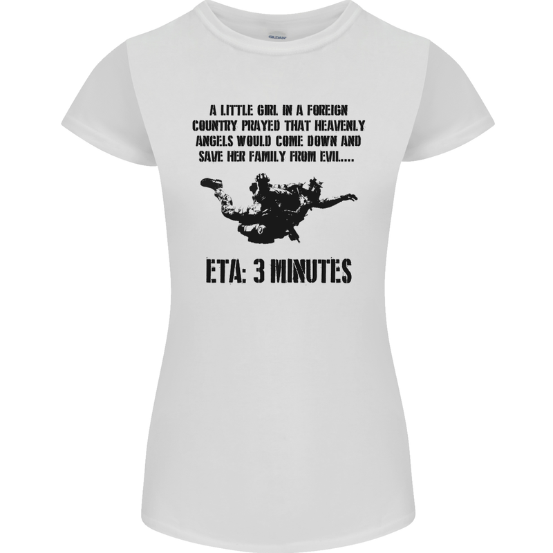 ETA 3 Mins Parachute Regiment Para 1 2 3 4 Womens Petite Cut T-Shirt White