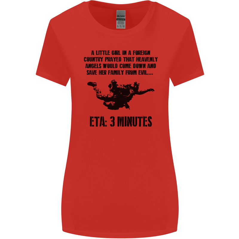 ETA 3 Mins Parachute Regiment Para 1 2 3 4 Womens Wider Cut T-Shirt Red