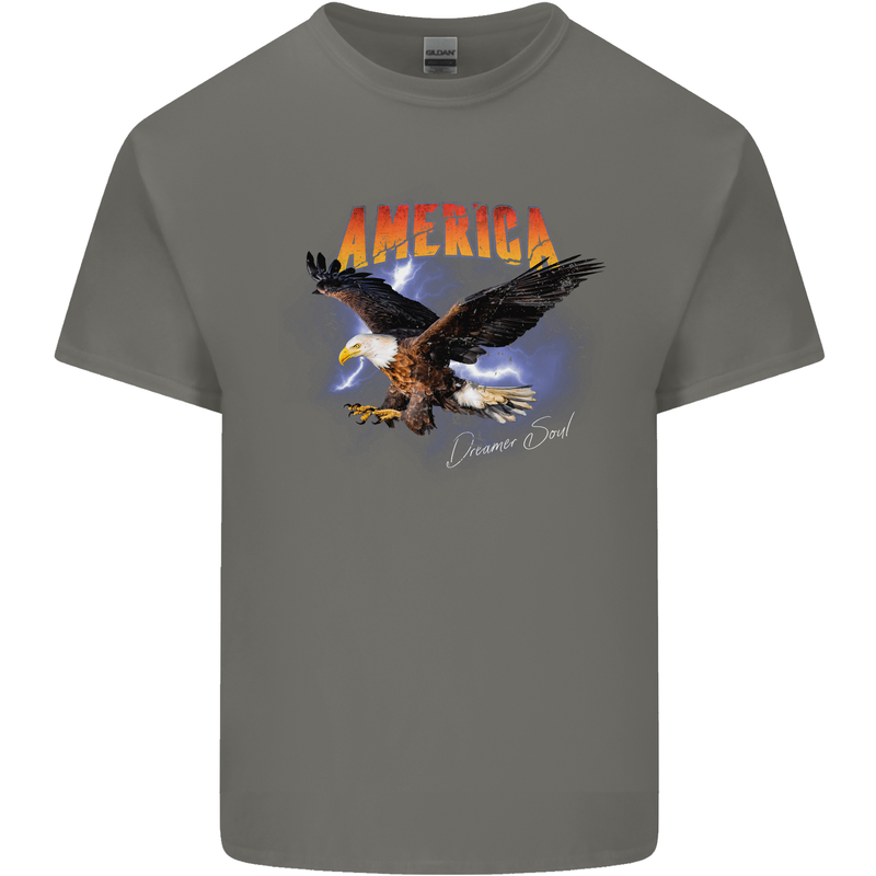 Eagle America Dreamer Soul Mens Cotton T-Shirt Tee Top Charcoal