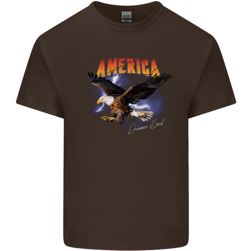 Eagle America Dreamer Soul Mens Cotton T-Shirt Tee Top Dark Chocolate