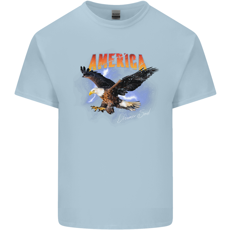 Eagle America Dreamer Soul Mens Cotton T-Shirt Tee Top Light Blue