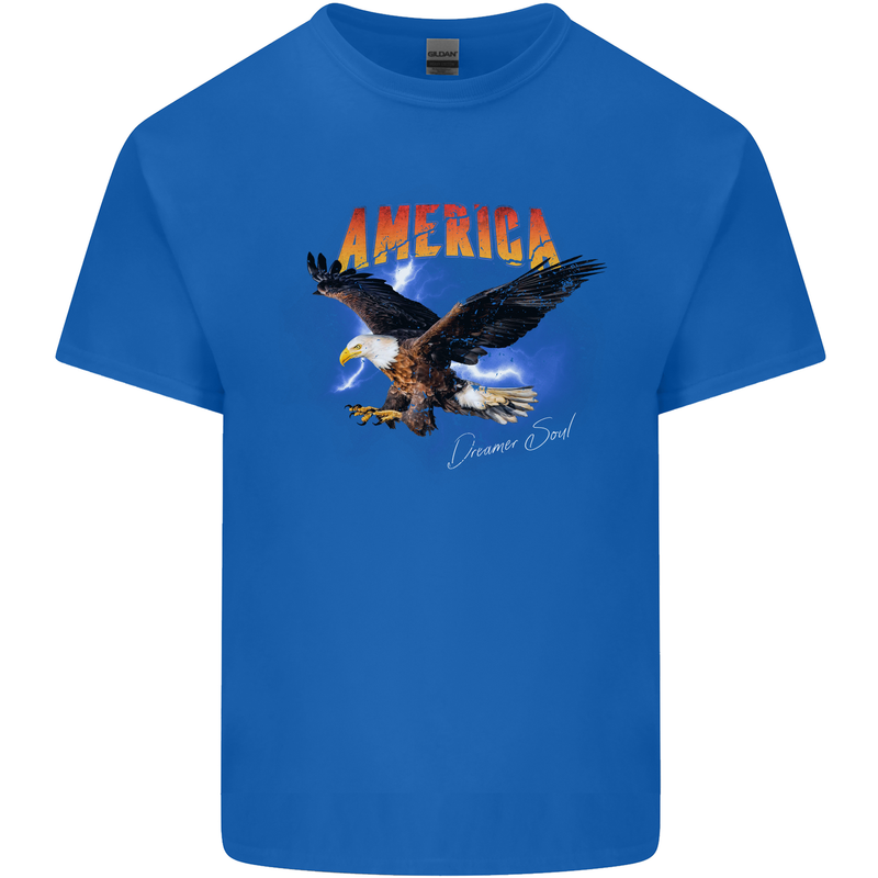 Eagle America Dreamer Soul Mens Cotton T-Shirt Tee Top Royal Blue