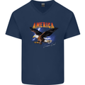 Eagle America Dreamer Soul Mens V-Neck Cotton T-Shirt Navy Blue