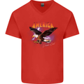 Eagle America Dreamer Soul Mens V-Neck Cotton T-Shirt Red