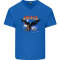 Eagle America Dreamer Soul Mens V-Neck Cotton T-Shirt Royal Blue
