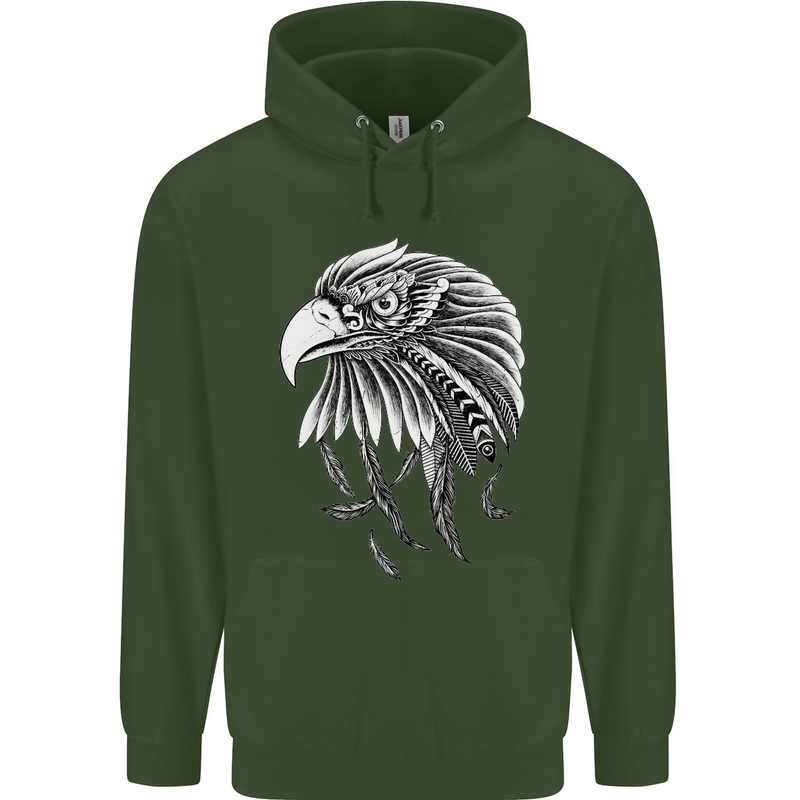 Eagle Bird of Prey Ornithology Mens 80% Cotton Hoodie Forest Green