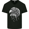 Eagle Bird of Prey Ornithology Mens V-Neck Cotton T-Shirt Black
