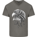 Eagle Bird of Prey Ornithology Mens V-Neck Cotton T-Shirt Charcoal