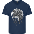 Eagle Bird of Prey Ornithology Mens V-Neck Cotton T-Shirt Navy Blue
